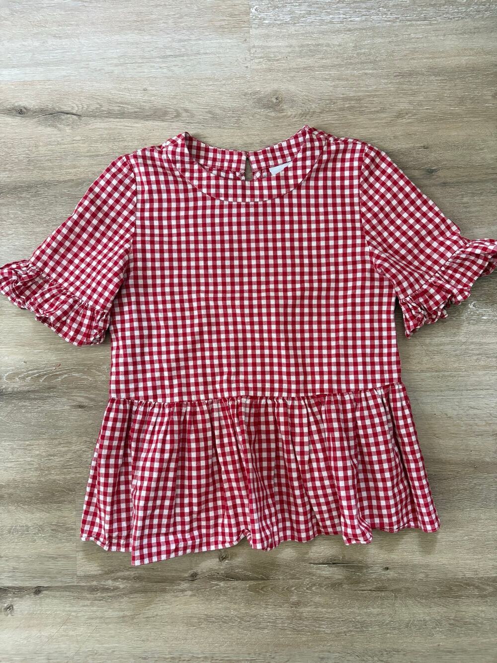 La Roque red gingham peplum top